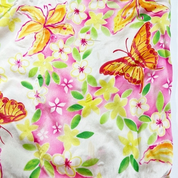 Lilly Pulitzer Vintage Silk Butterfly White Winter Floral Print Quinn Top Sz 10 - Picture 9 of 12